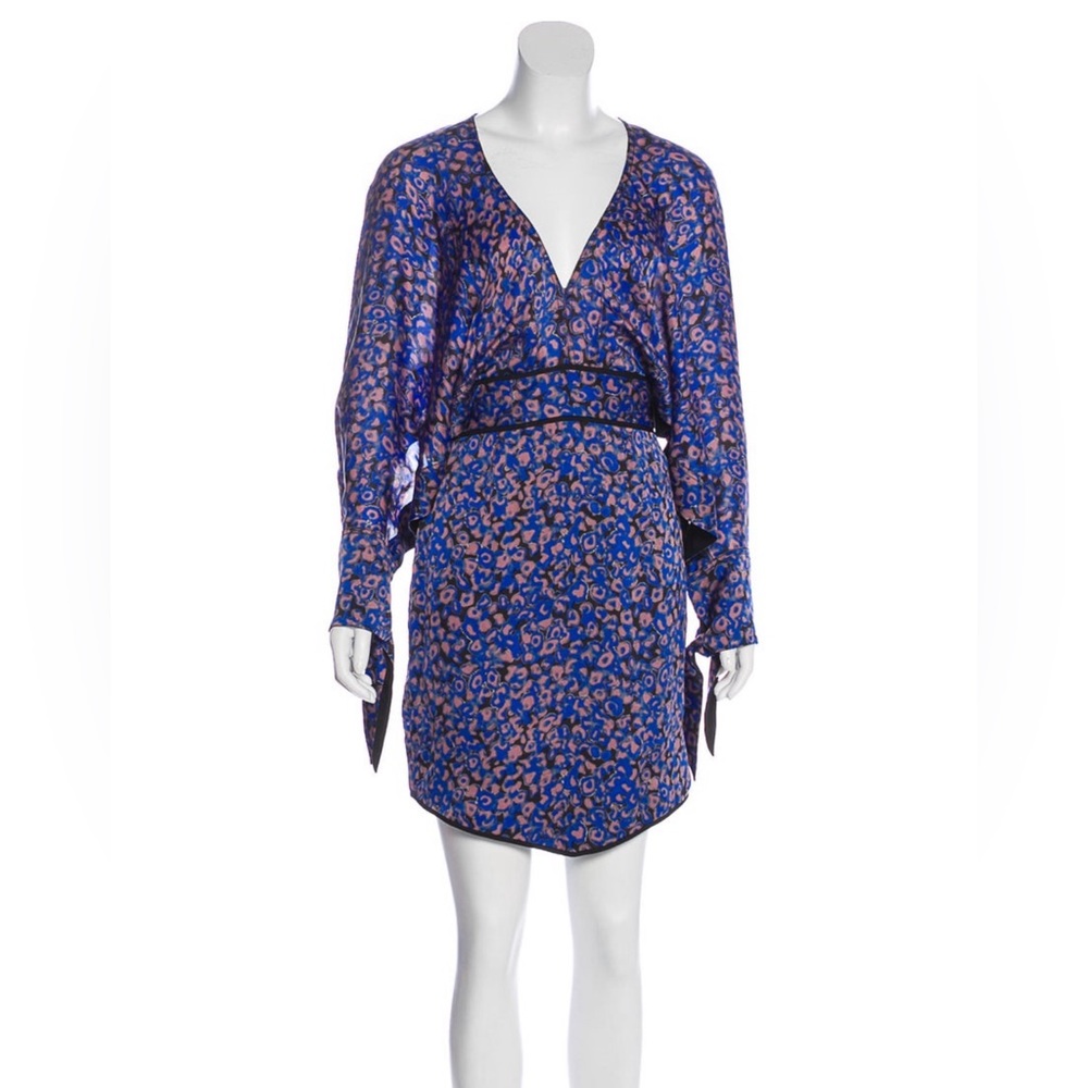 Zac Posen Silk Mini Dress Sapphire Cut Out Long Sleeve Cocktail - Picture 12 of 14